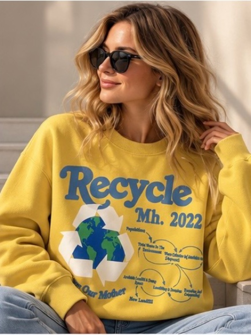 Madhappy Earth Day 2022 Recycle Organic Fleece Crewneck, NWT